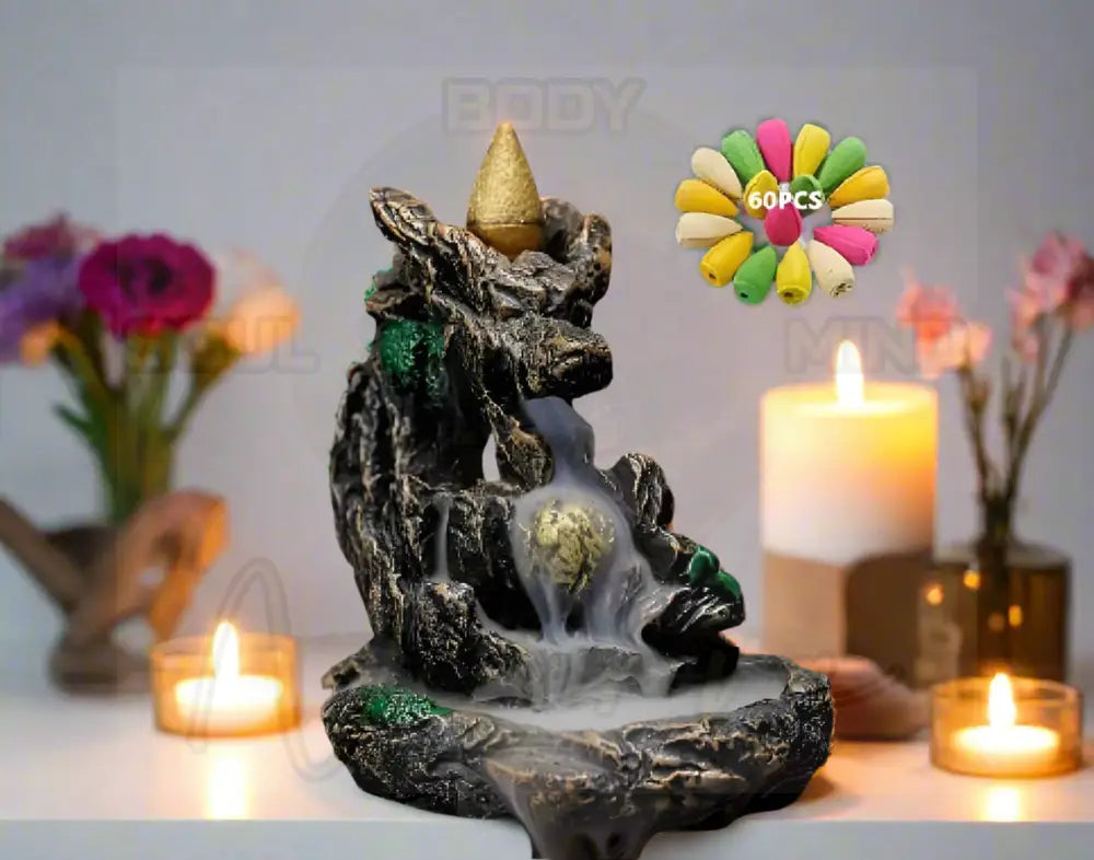 1 Stuk Bergen Rivier Waterval Reflux + 60 Wierookkegels H-1203102