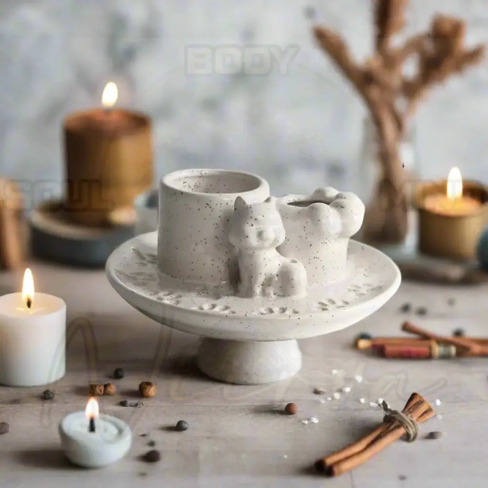 4 in 1 Keramische Wierook Brander C-Zwarte spikkels