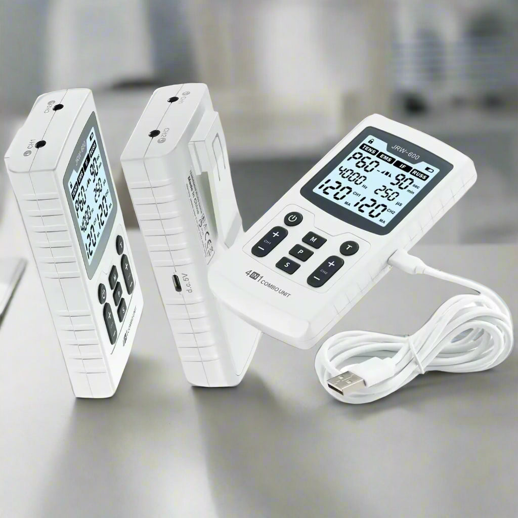 4-in-1 Elektrische Spierstimulator – EMS | IFT | RUSS | TENS Pulselectrostimulator – Hoogfrequent Fysiotherapietoestel