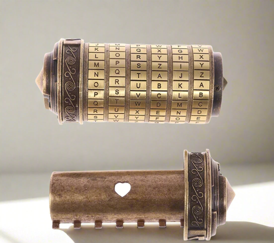 Leonardo Da Vinci Cryptex – Metalen Code Slot | Liefdesslot voor Bruiloft, Valentijn, Escape Room & Cadeau