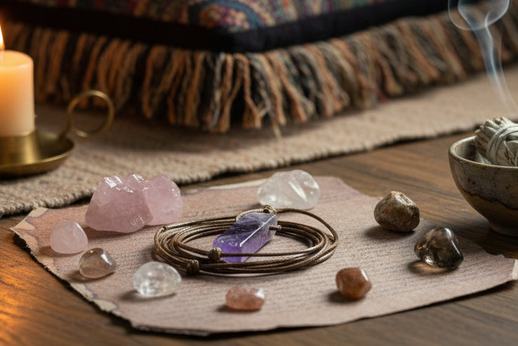 Handgemaakte, natuurlijke onregelmatige Amethist Ketting