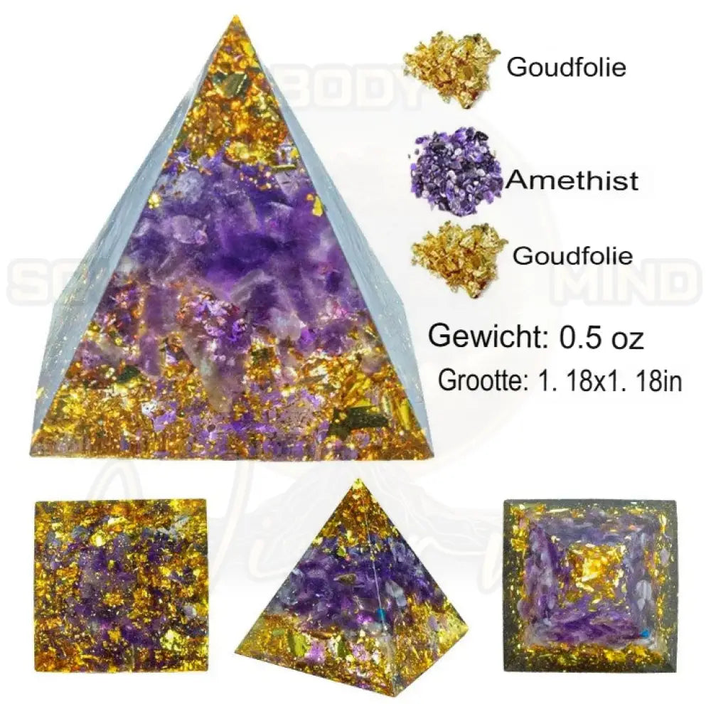 Natuurlijk Kristal Energiegenerator Piramide 3cm Amethist