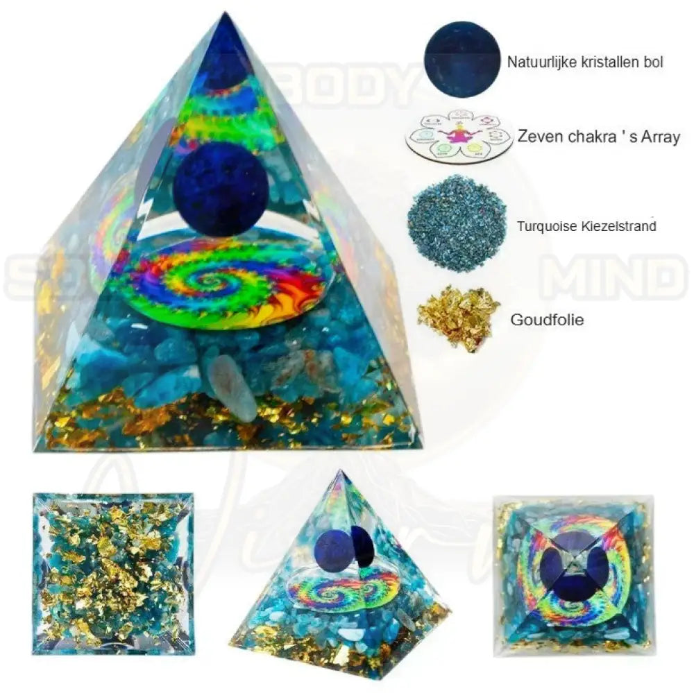 Natuurlijk Kristal Energiegenerator Piramide Blauw Turquoise