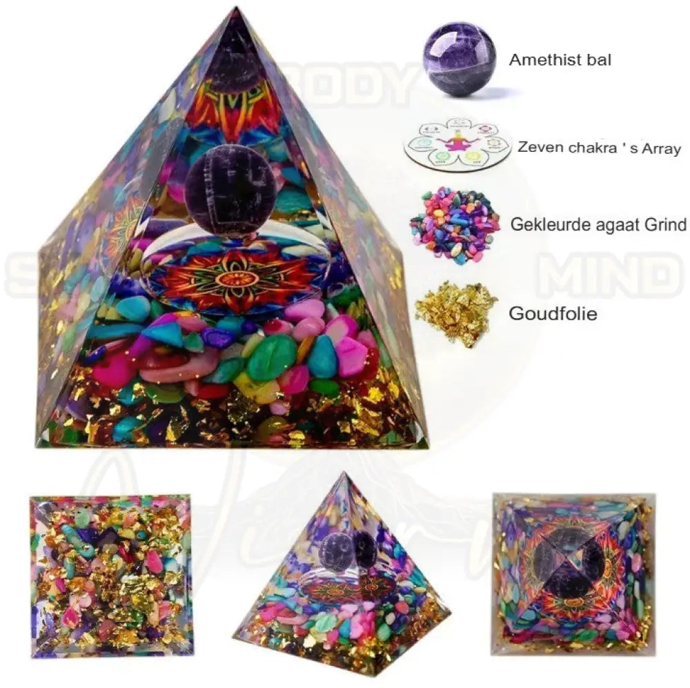 Natuurlijk Kristal Energiegenerator Piramide Gekleurd Agaat