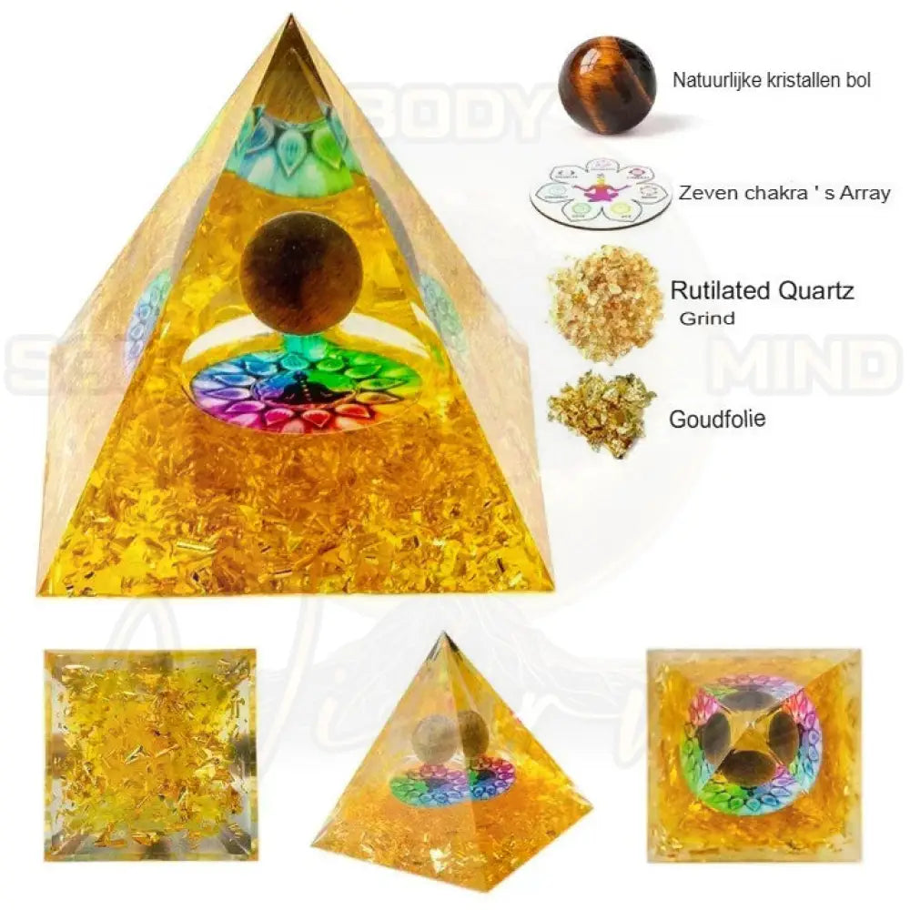 Natuurlijk Kristal Energiegenerator Piramide Goud Kristal