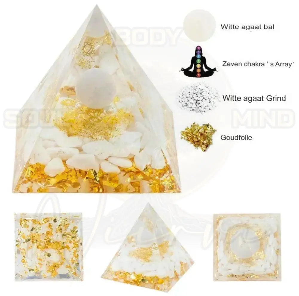 Natuurlijk Kristal Energiegenerator Piramide Wit Agaat