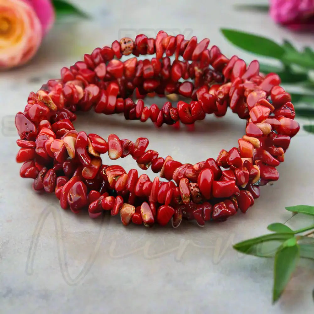 Natuursteen Armband Rood Koraal