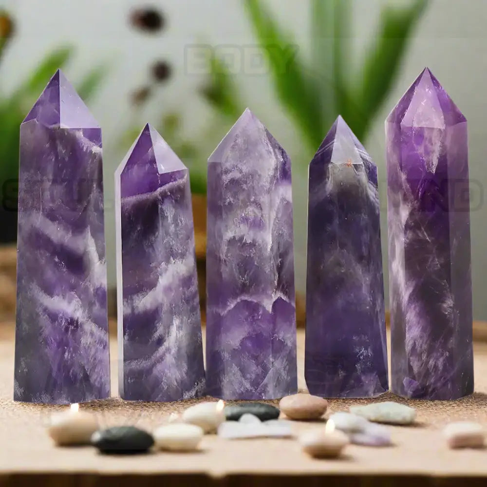Natuursteen en kristallen puntstaf Amethist / 1pc Size 50-60mm
