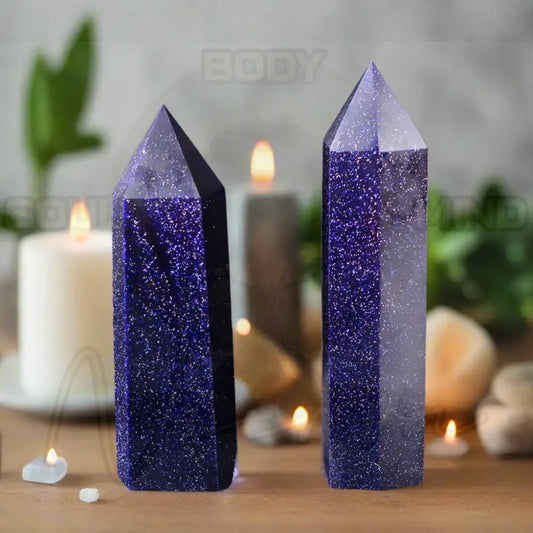 Natuursteen en kristallen puntstaf Blauwsteen-Niet Natuurlijk / 1pc Size 40-50mm