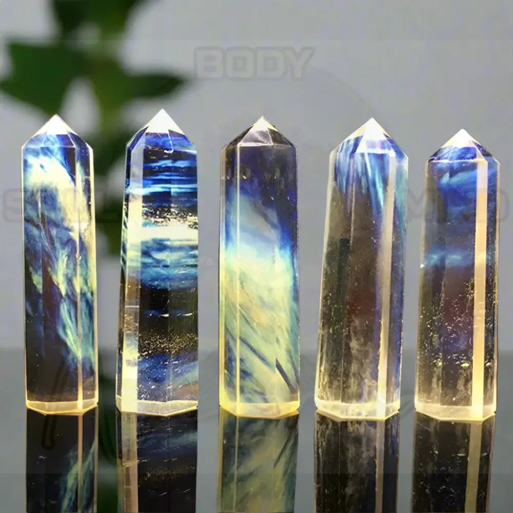 Natuursteen en kristallen puntstaf Geel Smeltsteen / 1pc Size 40-50mm