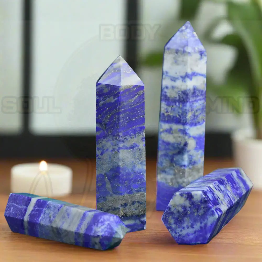Natuursteen en kristallen puntstaf Lapls lazuli / 1pc Size 70-80mm