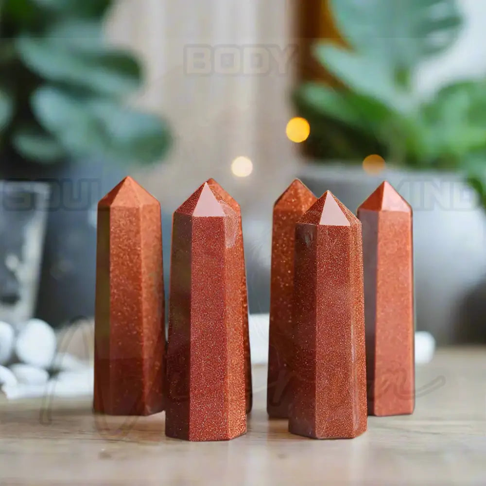 Natuursteen en kristallen puntstaf Roodsteen-Neen Natuurlijk / 1pc Size 70-80mm