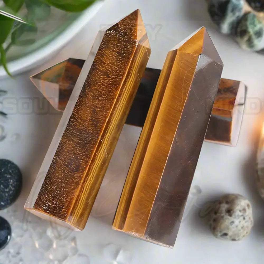 Natuursteen en kristallen puntstaf Tijgeroogsteen / 1pc Size 70-80mm