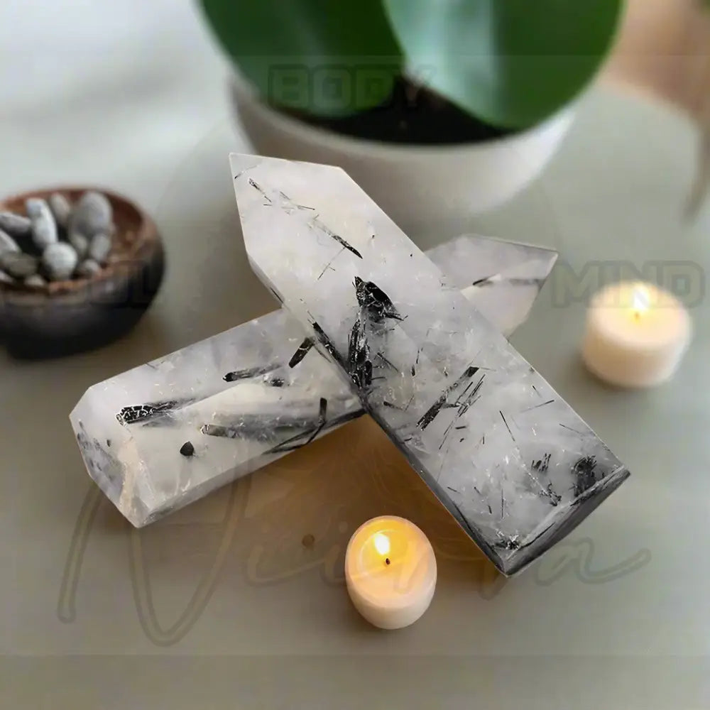 Natuursteen en kristallen puntstaf Zwarte toermalijn / 1pc Size 40-50mm