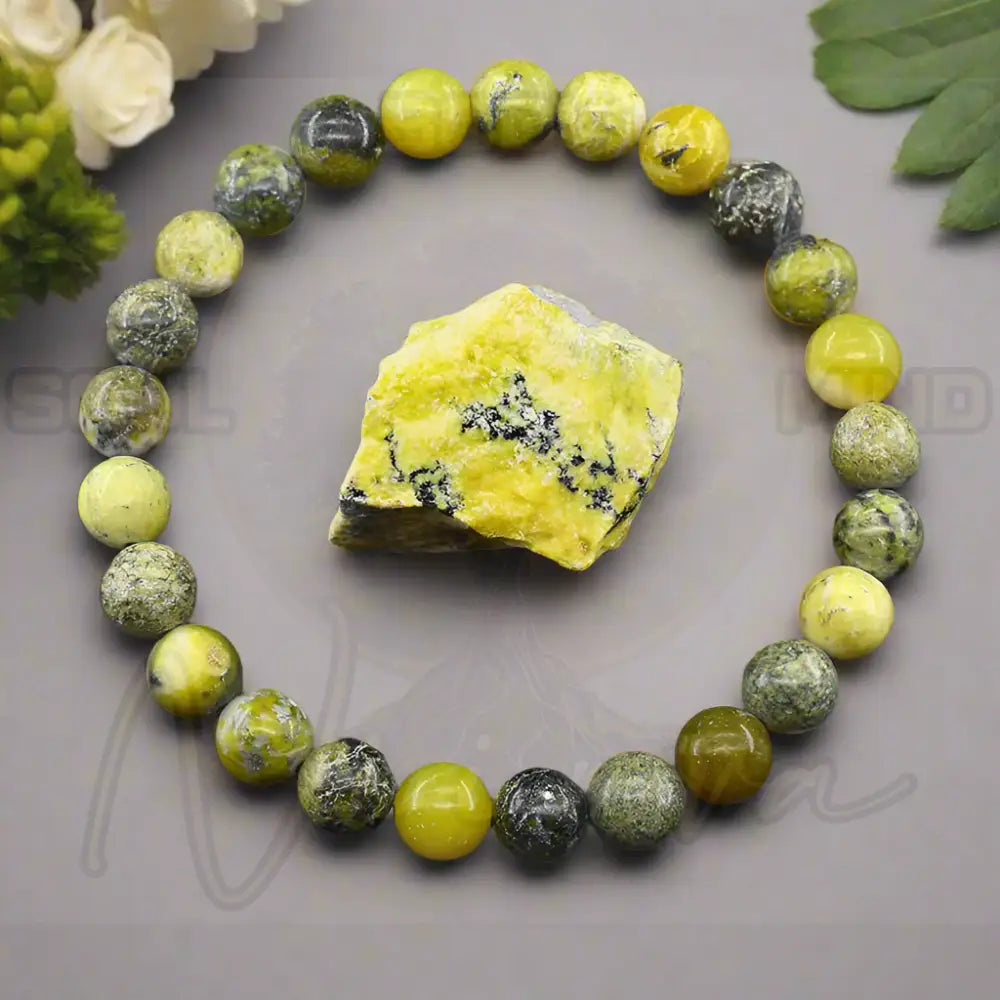 Natuursteen Reiki Armband 11 Gras Geel / 21cm(8.27inch) / 6mm Kralen
