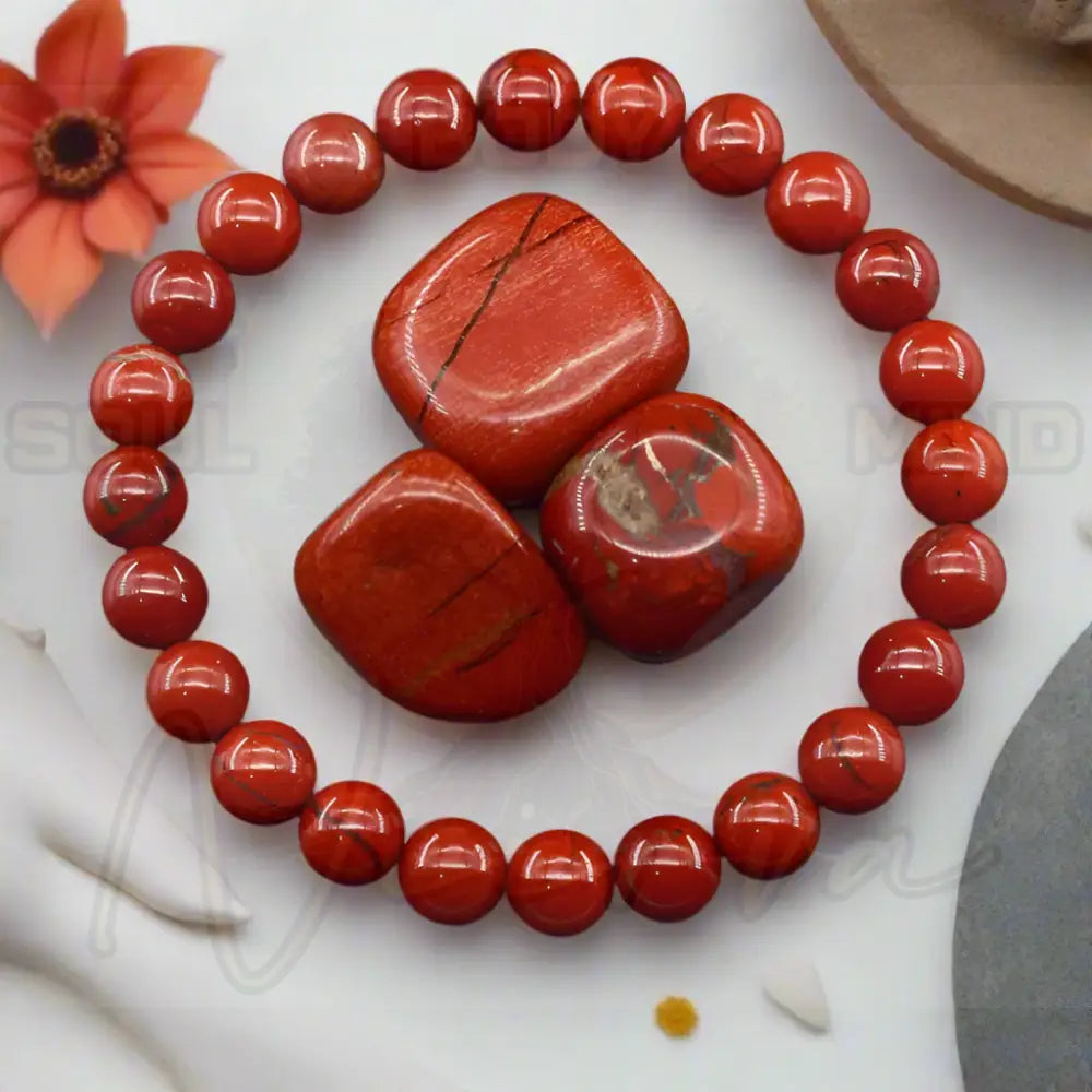 Natuursteen Reiki Armband 12 Rode Jaspis / 21cm(8.27inch) / 6mm Kralen