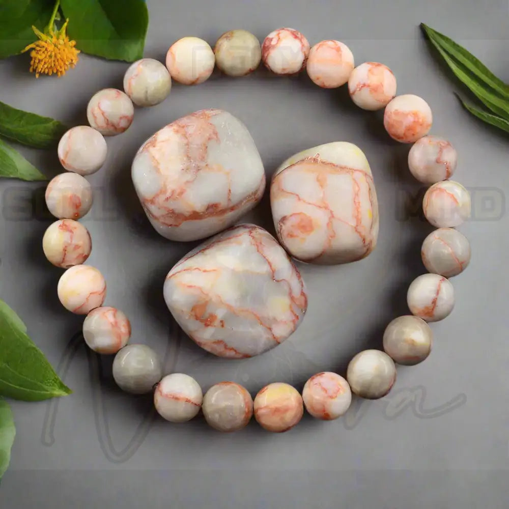 Natuursteen Reiki Armband 13 Rode Picasso / 21cm(8.27inch) / 6mm Kralen