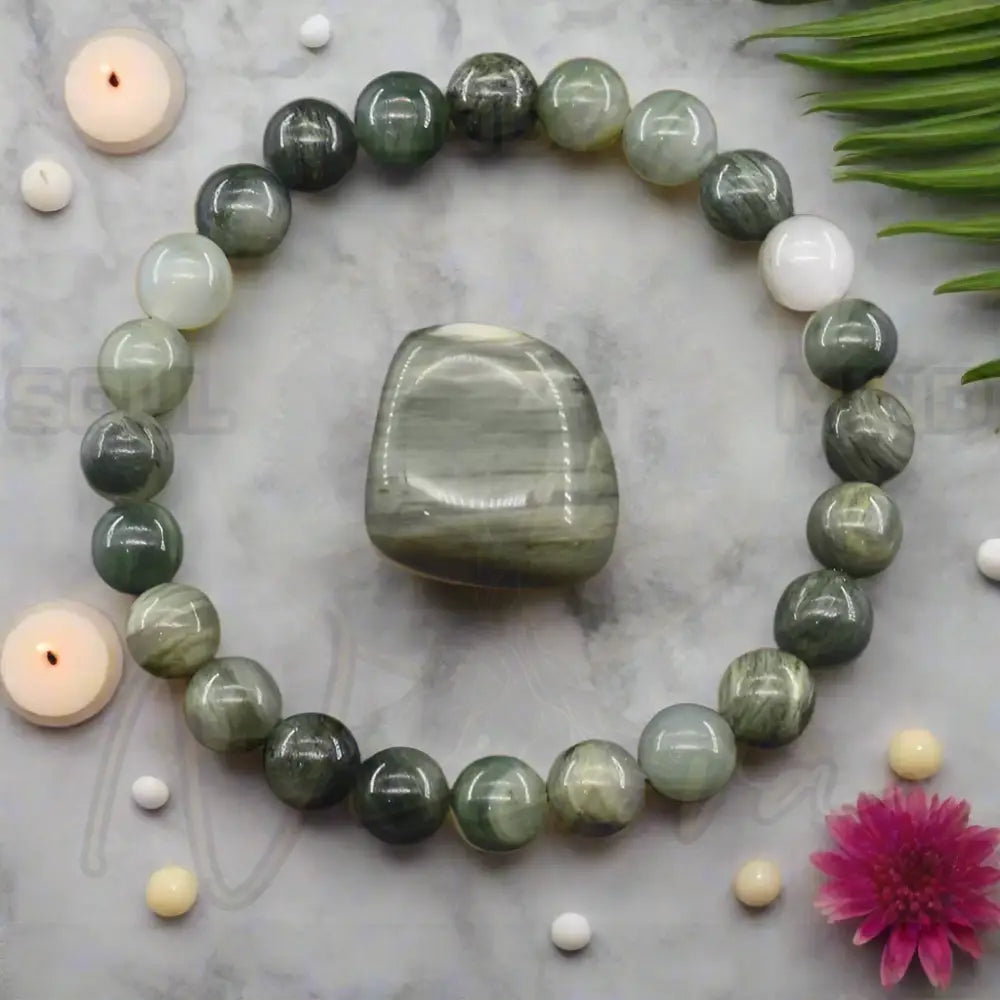 Natuursteen Reiki Armband 22 Groene Strewoed / 21cm(8.27inch) / 8 mm Kralen