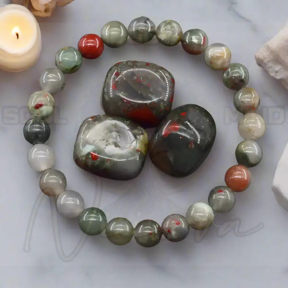 Natuursteen Reiki Armband 23 Afrikaans bloed / 21cm(8.27inch) / 6mm Kralen