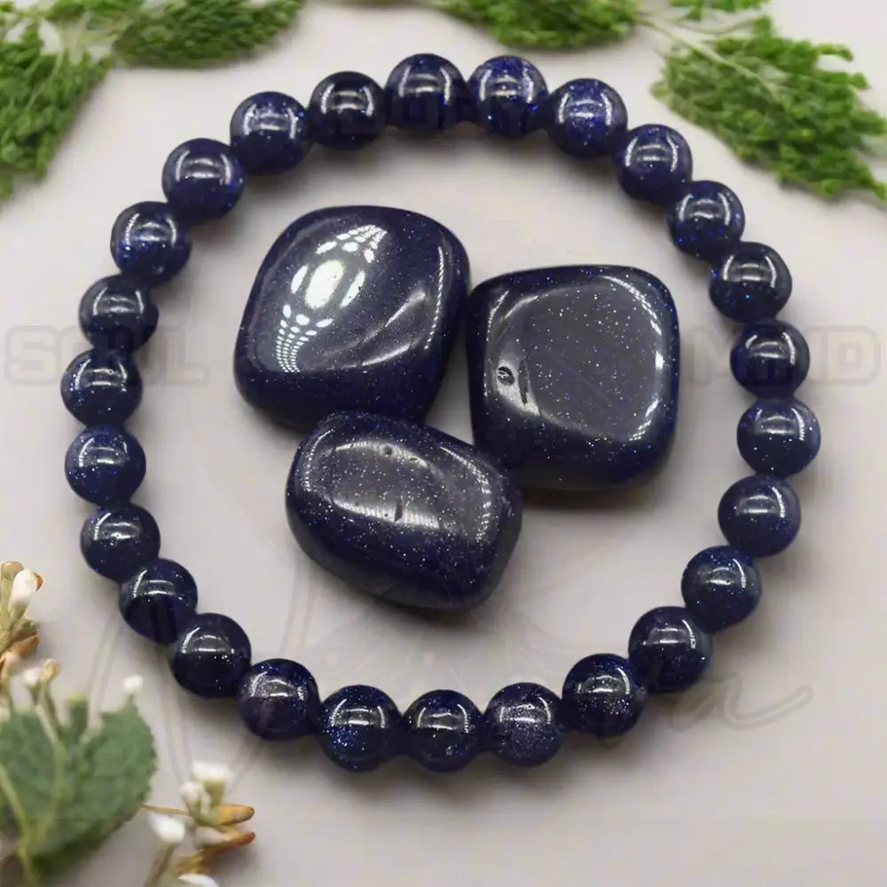 Natuursteen Reiki Armband 24 Blauwe zandsteen / 21cm(8.27inch) / 8 mm Kralen