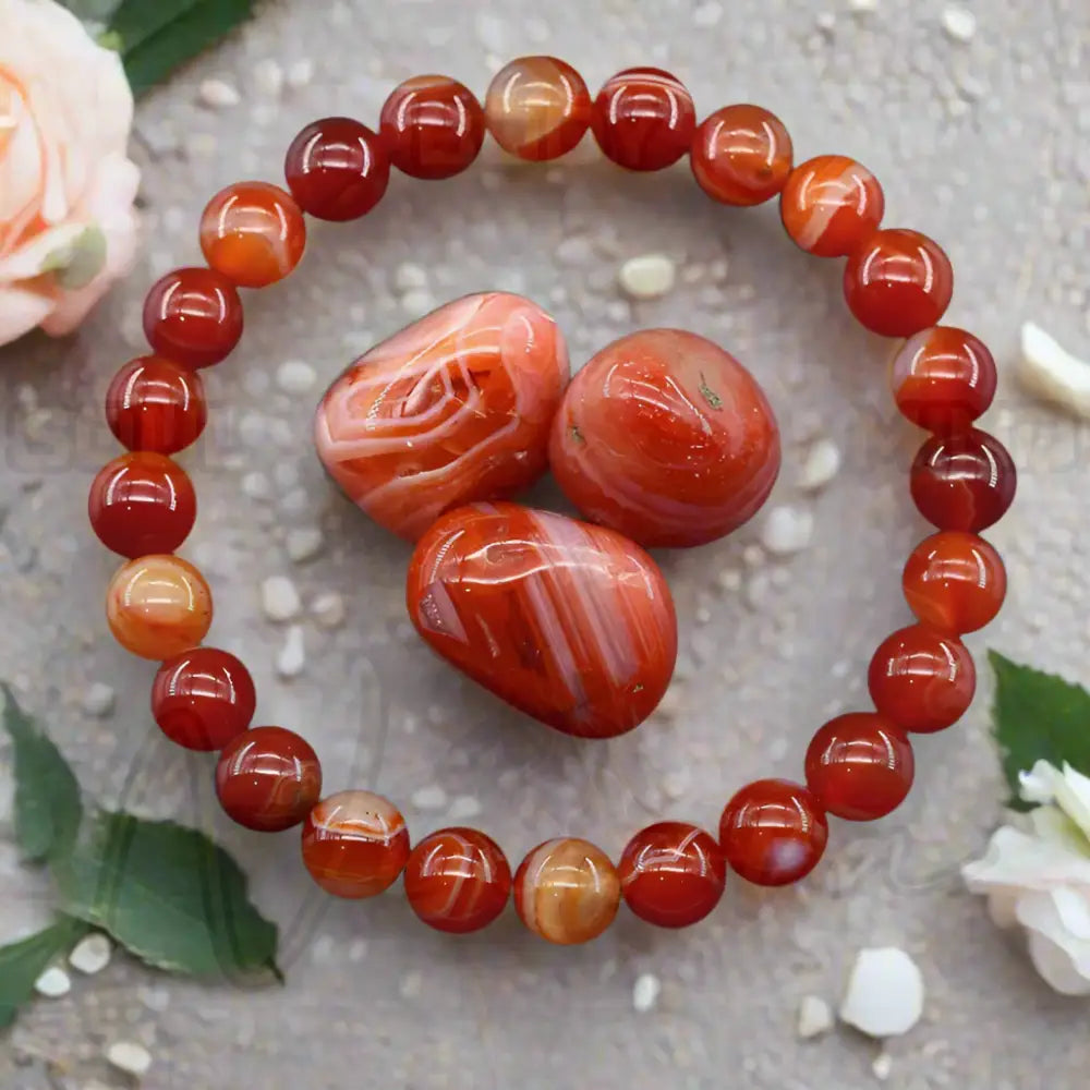 Natuursteen Reiki Armband 26 Roodstreep Agaat / 21cm(8.27inch) / 6mm Kralen