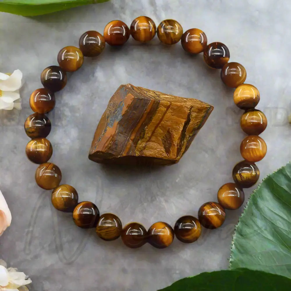 Natuursteen Reiki Armband 3 Geel tijgeroog / 21cm(8.27inch) / 8 mm Kralen