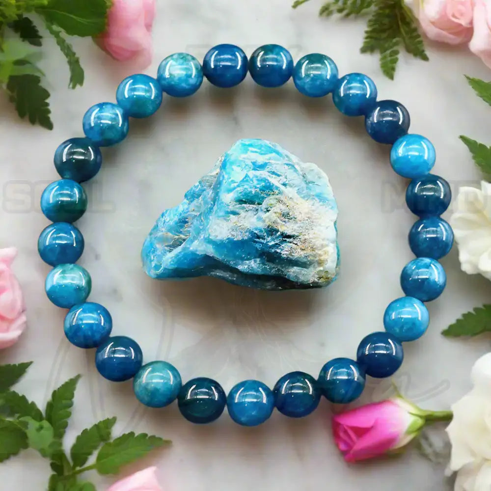 Natuursteen Reiki Armband 35 Blauwe apatiet / 21cm(8.27inch) / 6mm Kralen