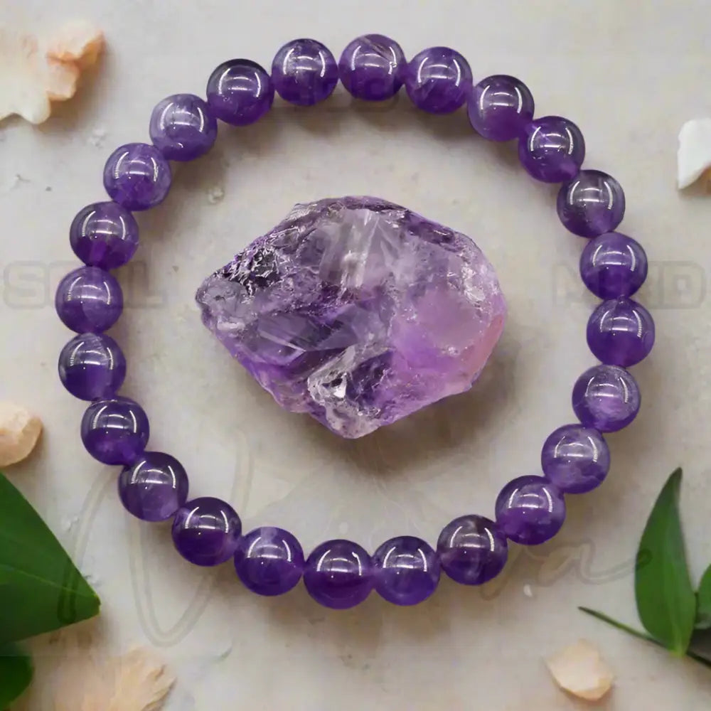Natuursteen Reiki Armband 4 Amethist / 19cm(7.48inch) / 8 mm Kralen
