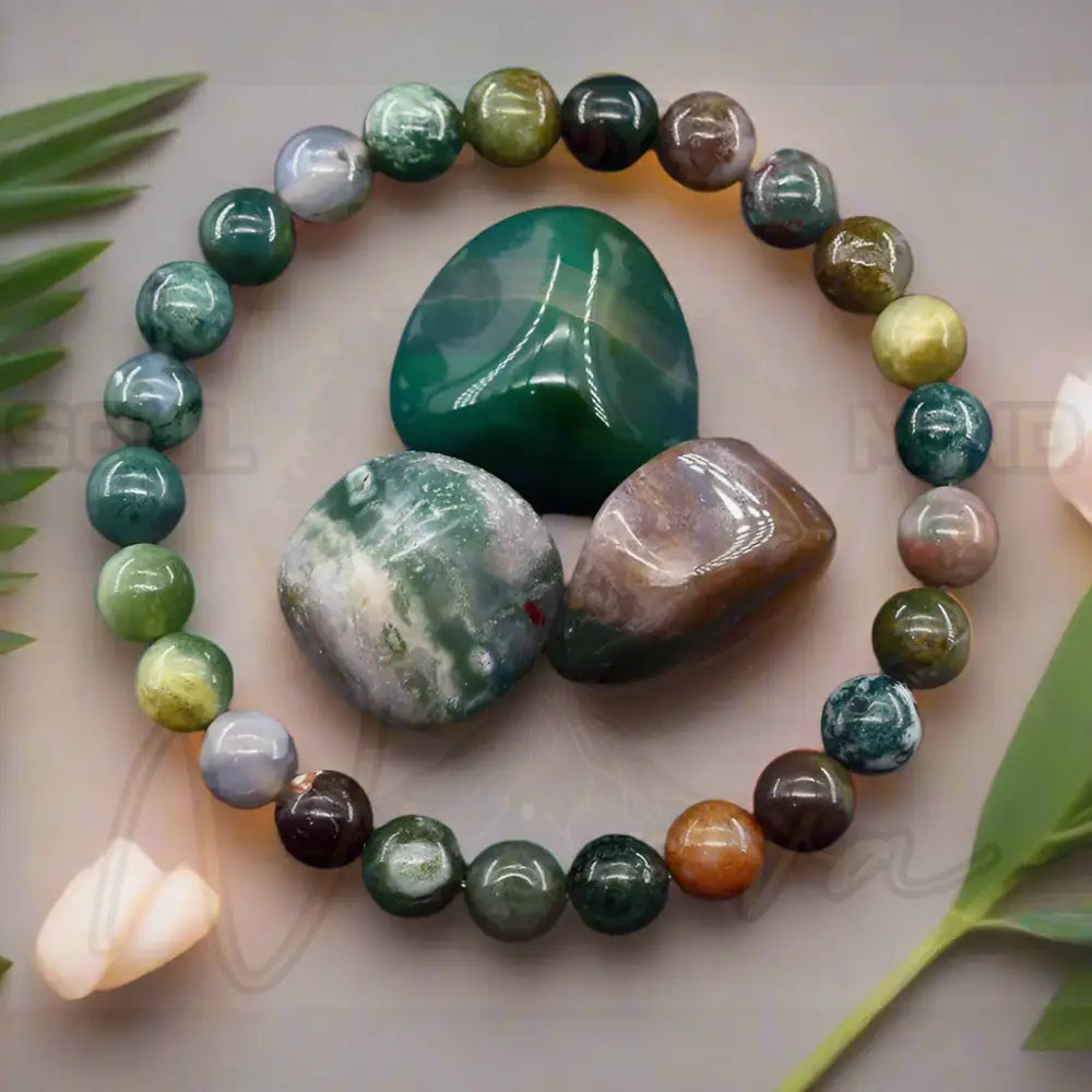 Natuursteen Reiki Armband 6 Indische Agaat / 19cm(7.48inch) / 8 mm Kralen