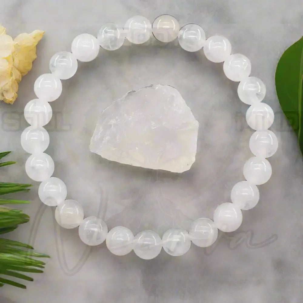 Natuursteen Reiki Armband 8 Witte jade / 17cm(6.69inch) / 8 mm Kralen