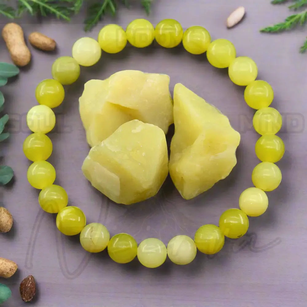 Natuursteen Reiki Armband 9 Citroen Jade / 21cm(8.27inch) / 6mm Kralen