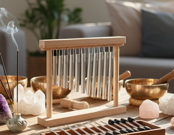 Houten Windgong met Metalen Klanken – Sfeervolle Decoratie voor Rust en Ontspanning