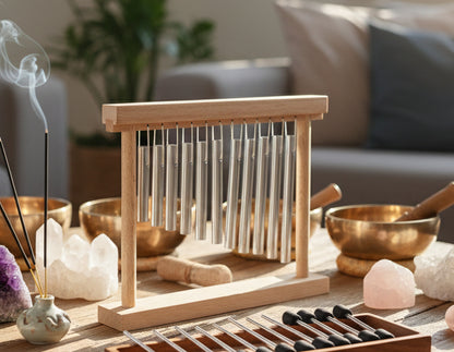 Houten Windgong met Metalen Klanken – Sfeervolle Decoratie voor Rust en Ontspanning
