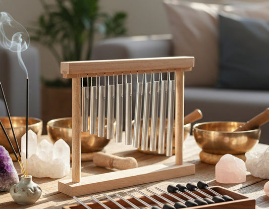 Houten Windgong met Metalen Klanken – Sfeervolle Decoratie voor Rust en Ontspanning