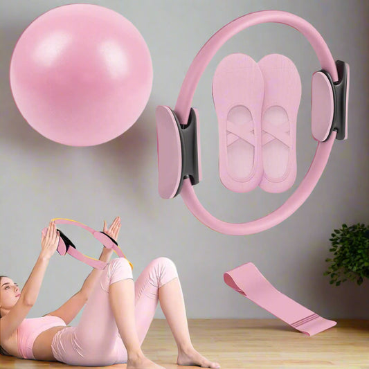 Pilates Bal-en Ring Set – Pilates Fitnessring & Weerstandsband voor Training, Zwangerschap en Herstel na de Bevalling