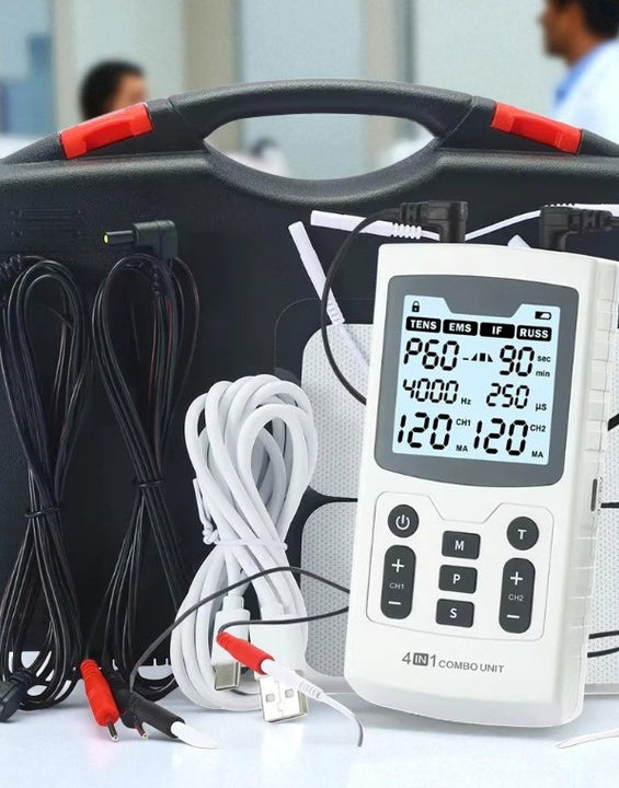 4-in-1 Elektrische Spierstimulator – EMS | IFT | RUSS | TENS Pulselectrostimulator – Hoogfrequent Fysiotherapietoestel
