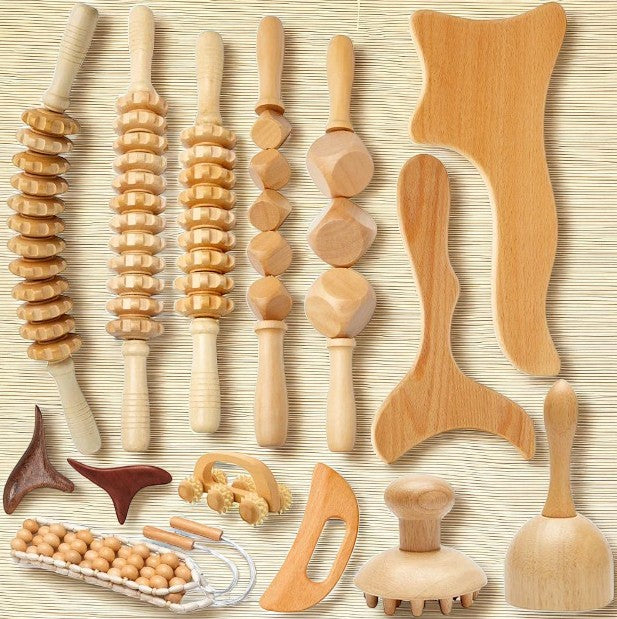 Houten Massage Tools – Lymfedrainage & Anti-Cellulitis Massager | Spierontspanning, Gua Sha & Body Shaping