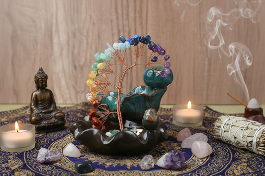 Kristal Grind Wierookhouder met Handgemaakte Geldboom