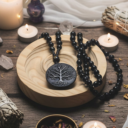 Natuurlijke Obsidiaan Tree of Life Hanger