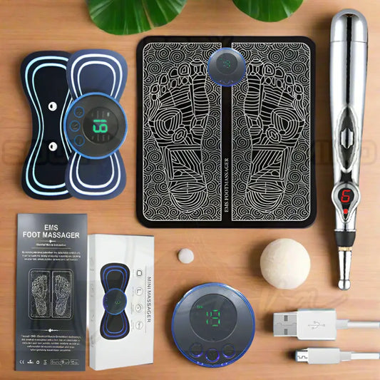 Elektronische voetmassage-set van drie stuks voor ontspanning van het hele lichaam