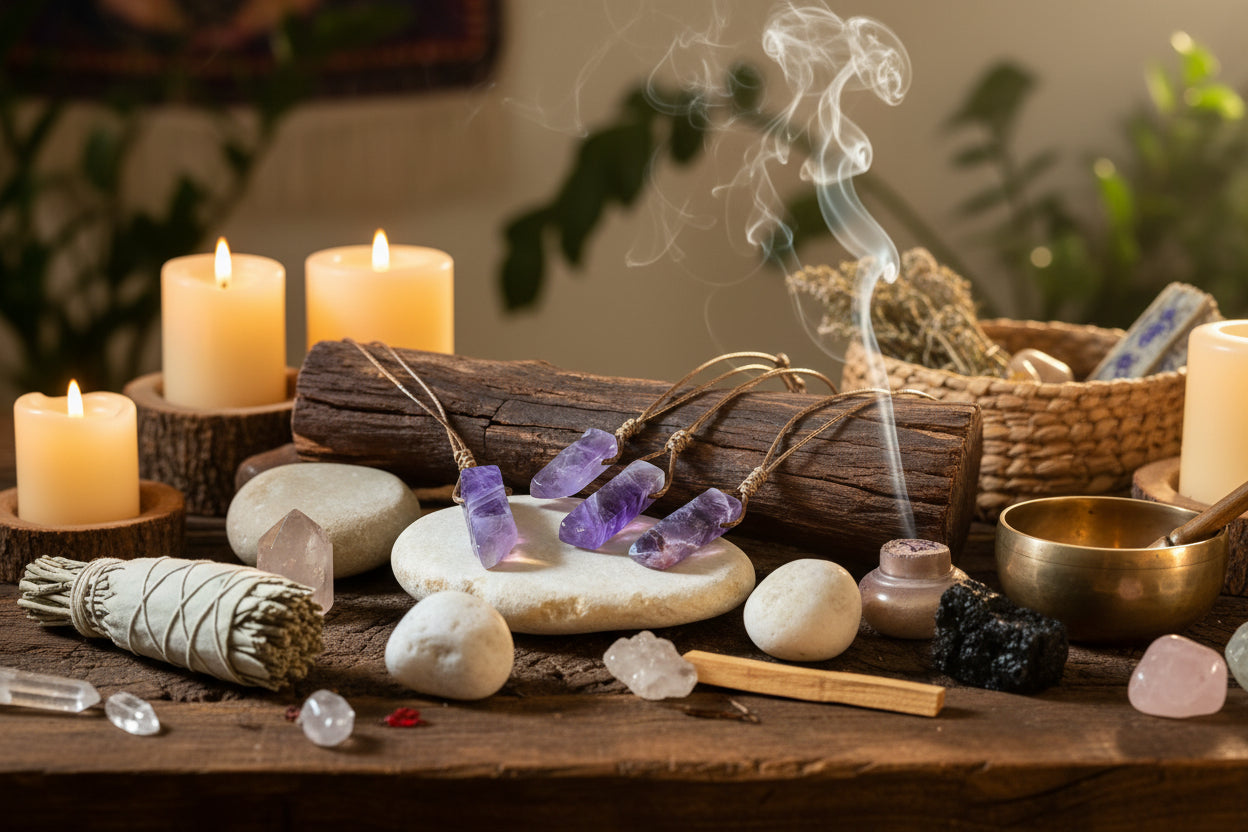 Handgemaakte, natuurlijke onregelmatige Amethist Ketting