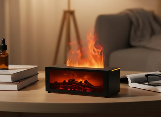 Diffuseur d'huiles essentielles avec humidificateur d'air et flamme