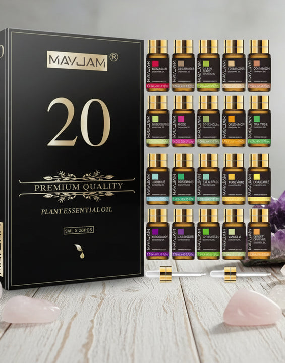 Kit de 20 huiles essentielles naturelles pures MAYJAM pour diffuseur