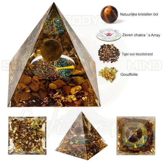Natuurlijk Kristal Energiegenerator Piramide Tijgeroog